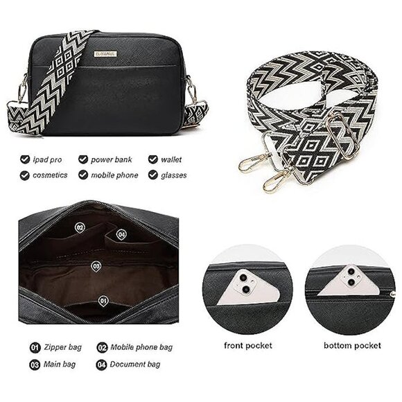 Women Fashion Synthetic Leather Handbags Tote Bag Shoulder Bag Black-b-01 - Picture 5 of 6